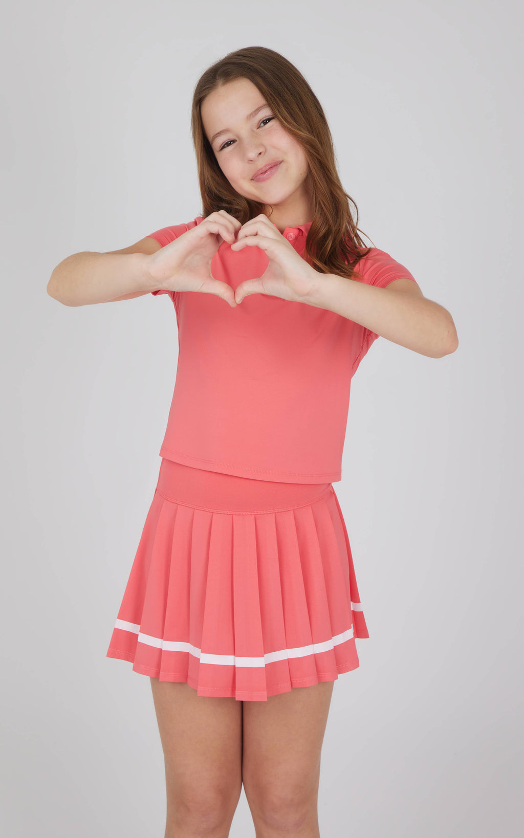 Girls Polo Top and Contrast Detailed Tennis Skort Outfit Set