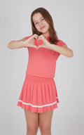 Girls Polo Top and Contrast Detailed Tennis Skort Outfit Set