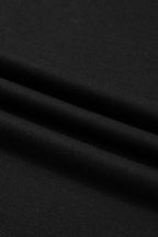 Black Solid Color High Neck Cap Sleeve Loose Top
