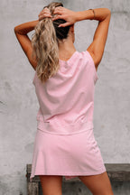 Phalaenopsis 2 Pieces Mineral Wash Cotton Tank Top Lined Split Skirt Set