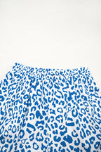 Pink Leopard Elastic Waist Lace up Contrast Trim Casual Shorts