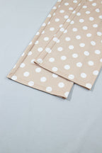 Khaki Polka Dot Contrast Trim Long Sleeve Top Drawstring Shift Pants Set