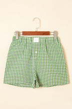 Red Gingham Printed High Waist Shorts