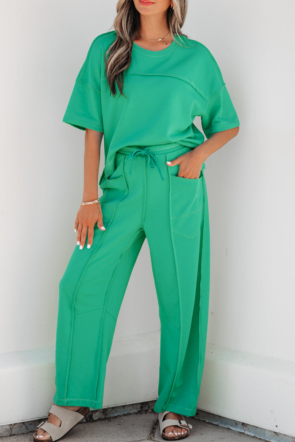 Drop Shoulder Boxy Tee and Barrel Pants Set