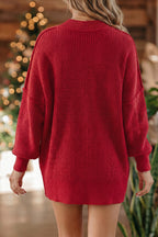 Chestnut Long Sleeve Ribbed Knit Stand Neck Regular Fit Sweater