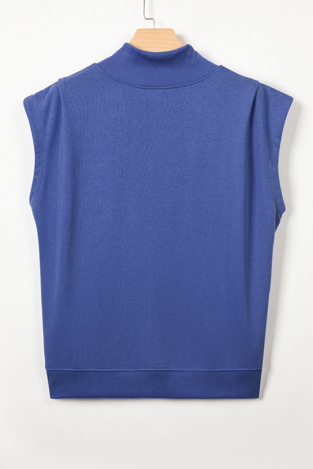 Black Solid Color High Neck Cap Sleeve Loose Top