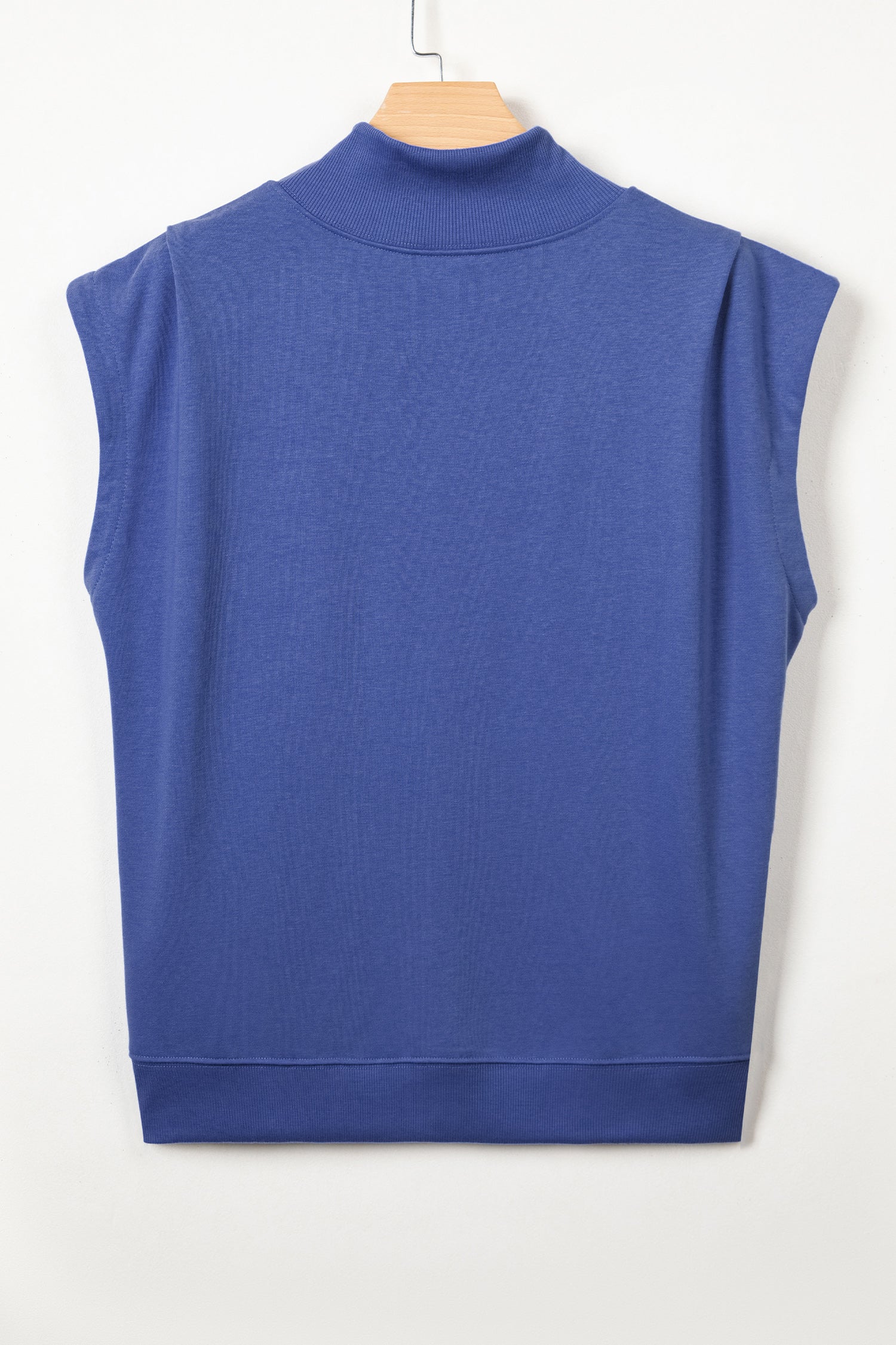 Black Solid Color High Neck Cap Sleeve Loose Top