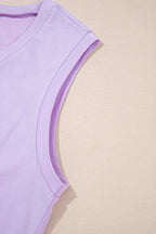 Orchid Petal Mineral Wash Casual Round Neck Tank and Straight Loose Drawstring Pants Set