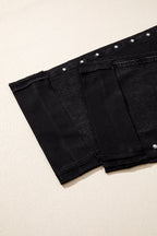 Navy Blue Studded Detail Straight Leg Casual Loose Jeans