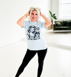 Women's graphic T-shirt by Envy Stylz Wholesale featuring a "My Dog And I Talk About You" design in hydrangea color.