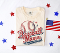 Ivory Baseball Mama graphic T-shirt for women by Envy Stylz Wholesale, casual unisex shirt with baseball-themed design.