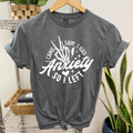 Women’s Came Saw Anxiety soft graphic tee by Envy Stylz Wholesale, heather charcoal t-shirt with casual fit and printed design.