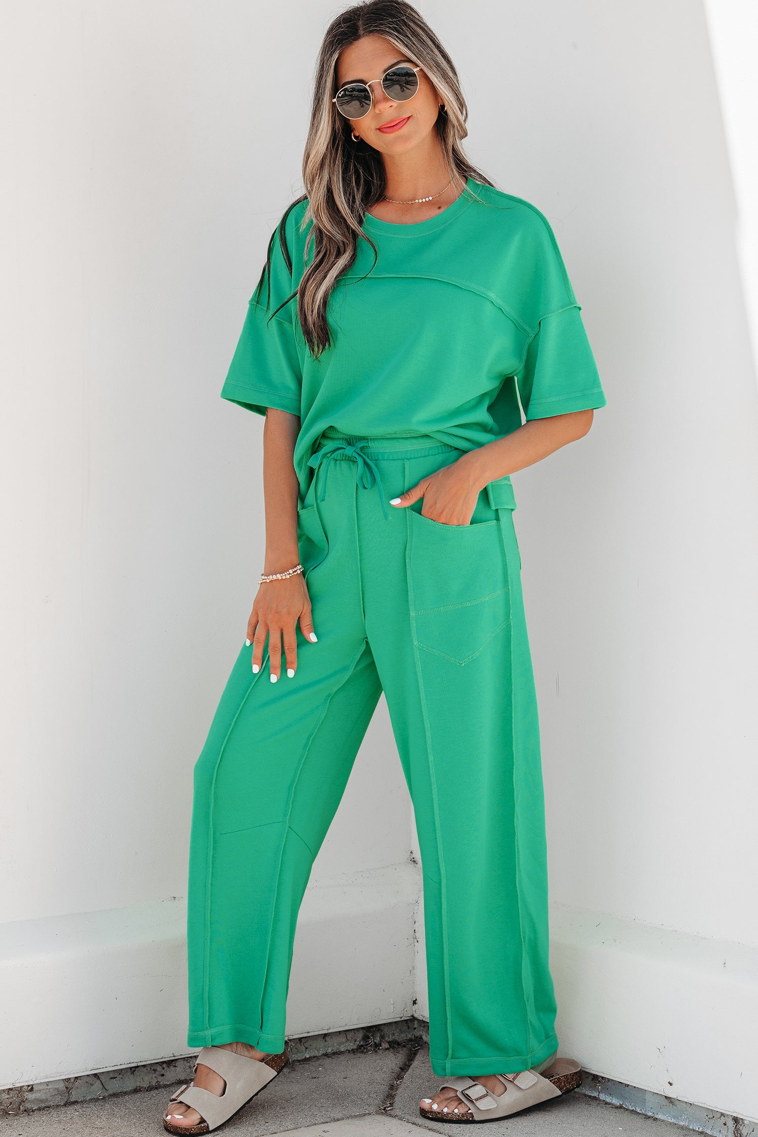Drop Shoulder Boxy Tee and Barrel Pants Set