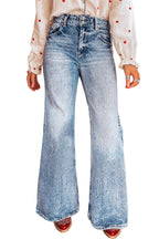 Beau Blue Acid Wash Pocket Detail Flare Jeans