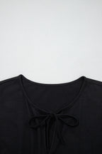 Coffee Plus Size Solid Color Bow Tie Peplum Tank Top