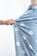 Polka dot ankle-length casual jeans with metal buttons from Dear-Lover, featuring a trendy, relaxed fit and stylish design.
