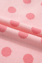 Rose Red Polka Dot Puff Short Sleeve Sweater Top