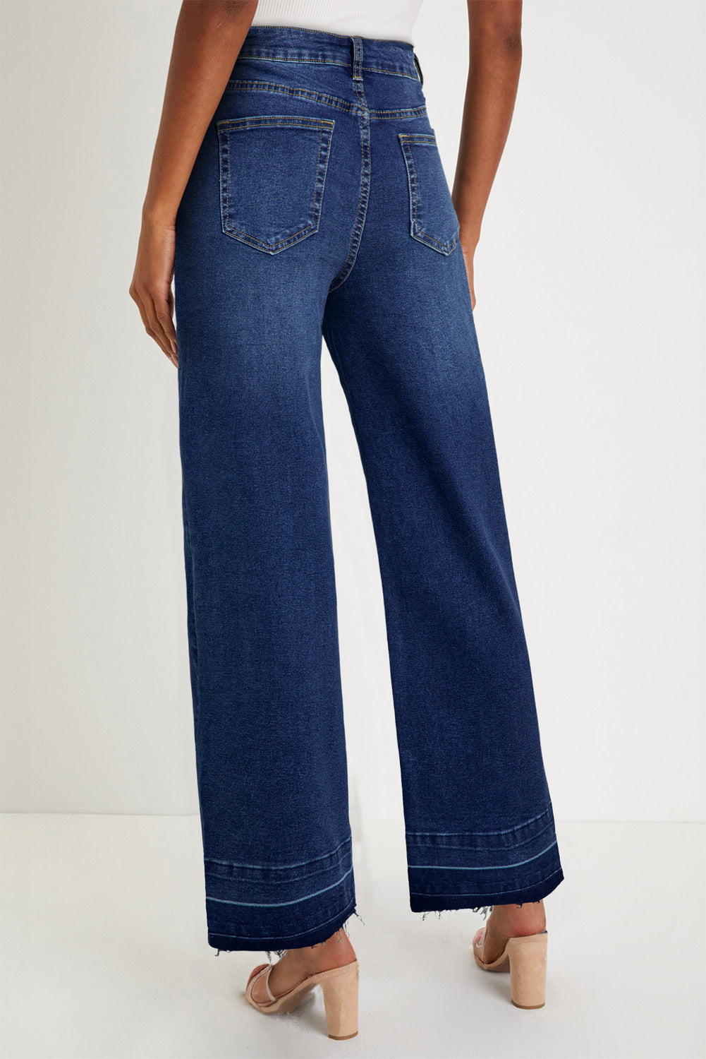 Black Raw Hem Unique Cuffs Straight High Rise Loose Jeans