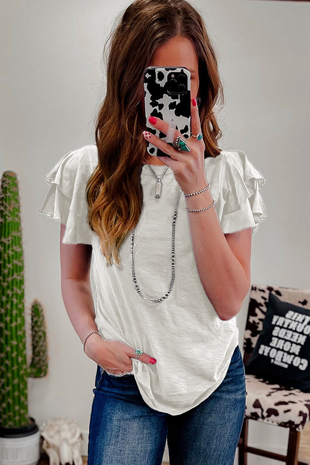 Layered Ruffle Short Sleeve Round Neck Top