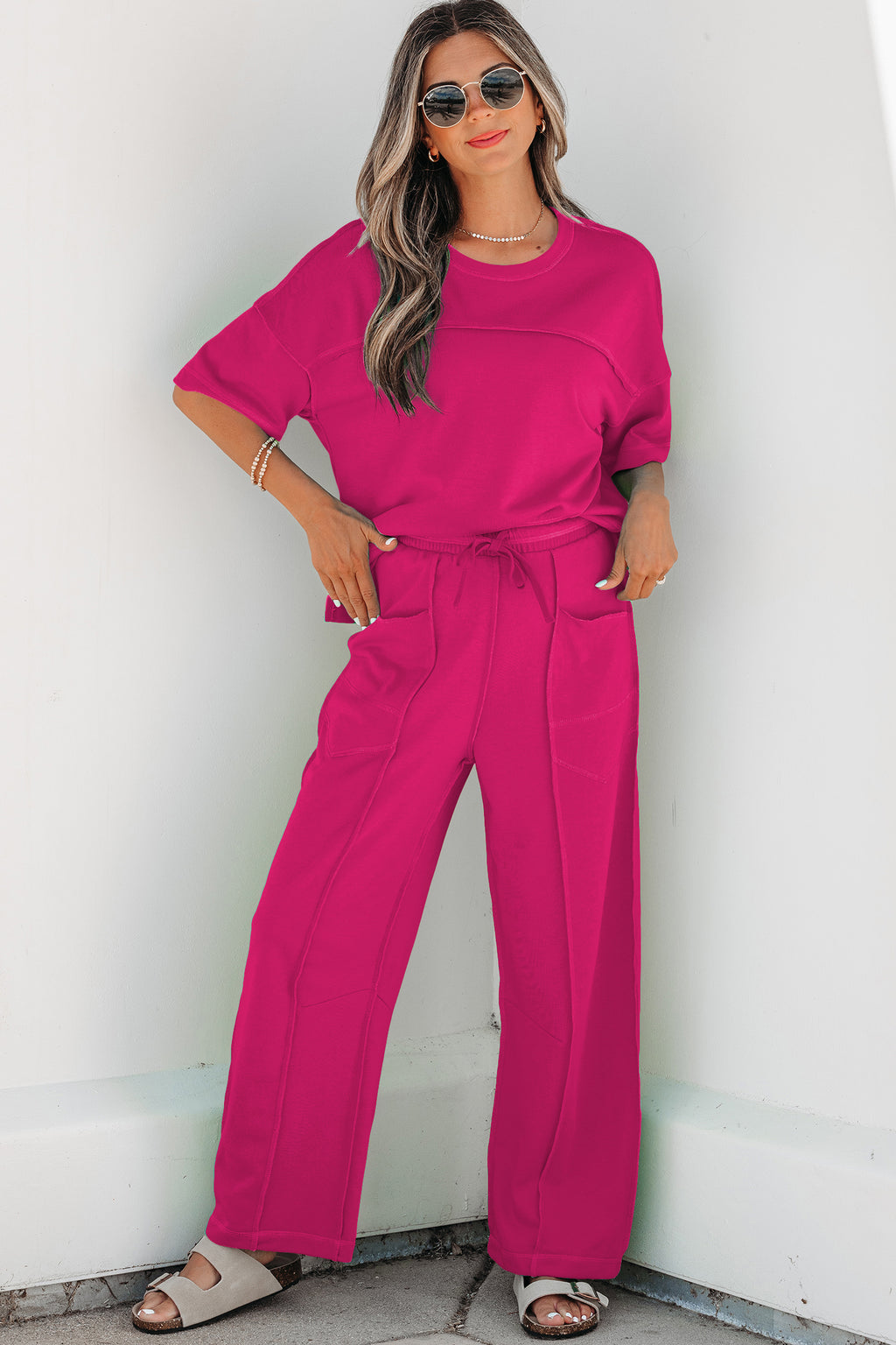 Drop Shoulder Boxy Tee and Barrel Pants Set