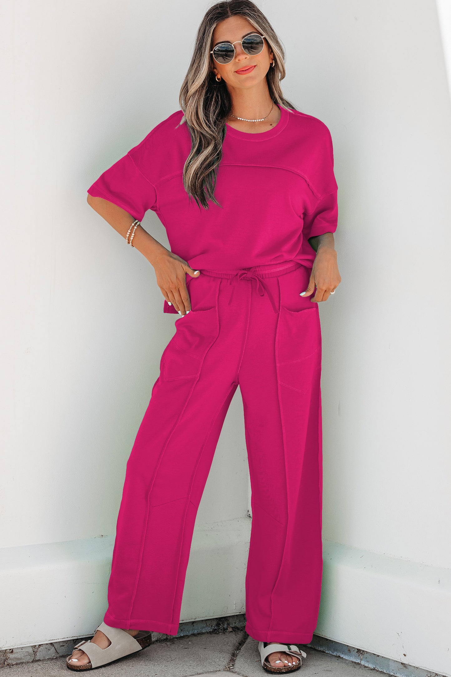Drop Shoulder Boxy Tee and Barrel Pants Set