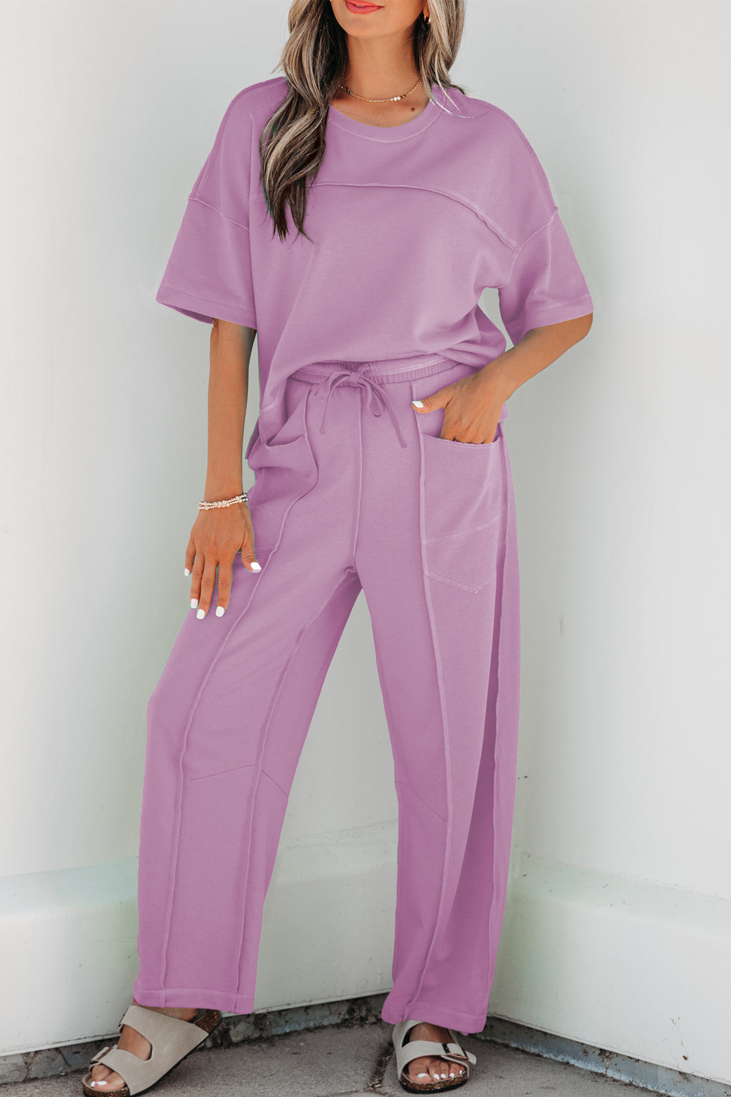 Drop Shoulder Boxy Tee and Barrel Pants Set