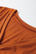 Contrast Stitching Buttoned V Neck Half Sleeve Top and Drawstring Flare Pants Set