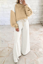 Polka dot and colorblock patchwork long sleeve two-piece pants set by Dear-Lover featuring casual style and vibrant design.
