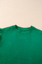 Textured Ruffle Split Top and Drawstring Shorts