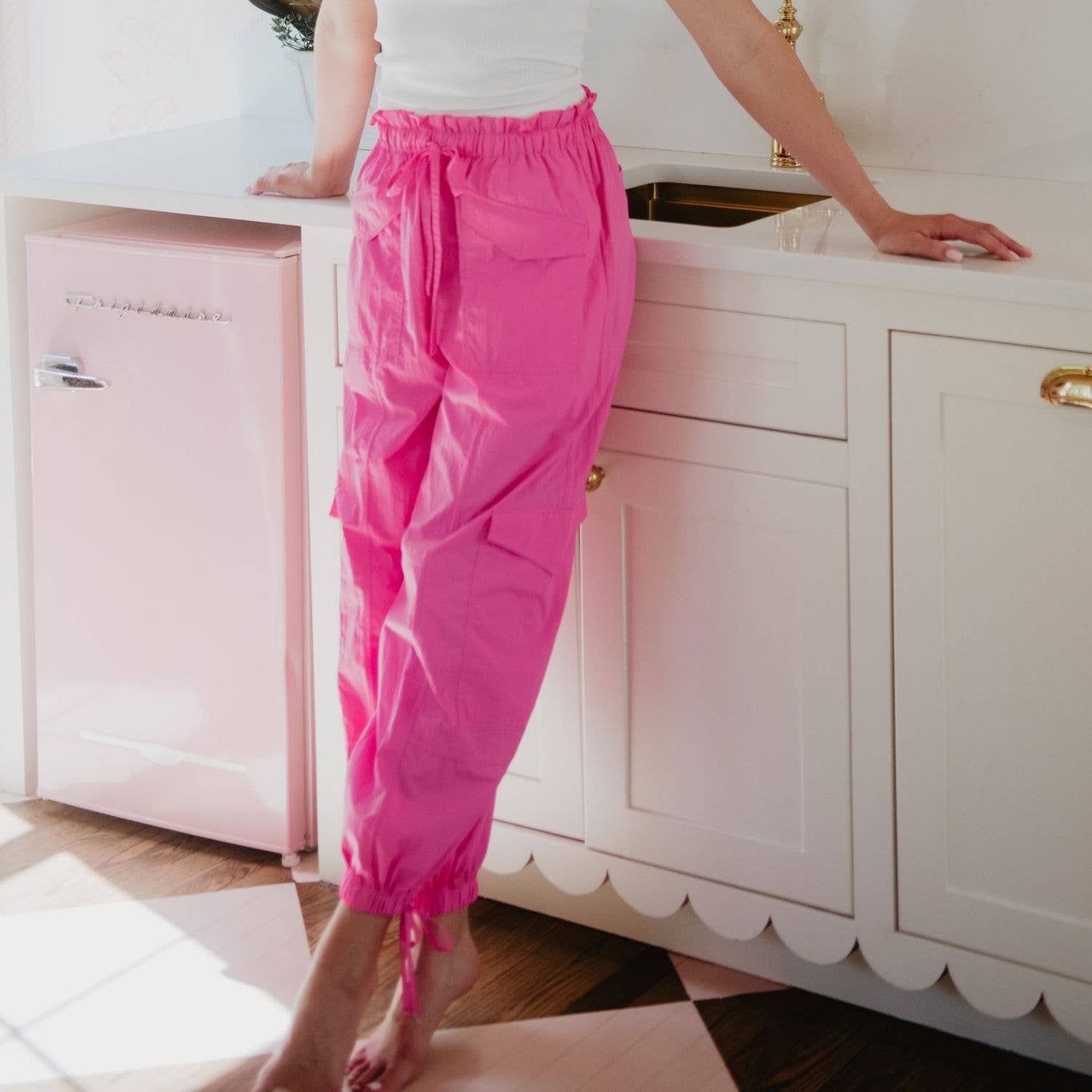 Hot Pink Cargo Parachute Joggers