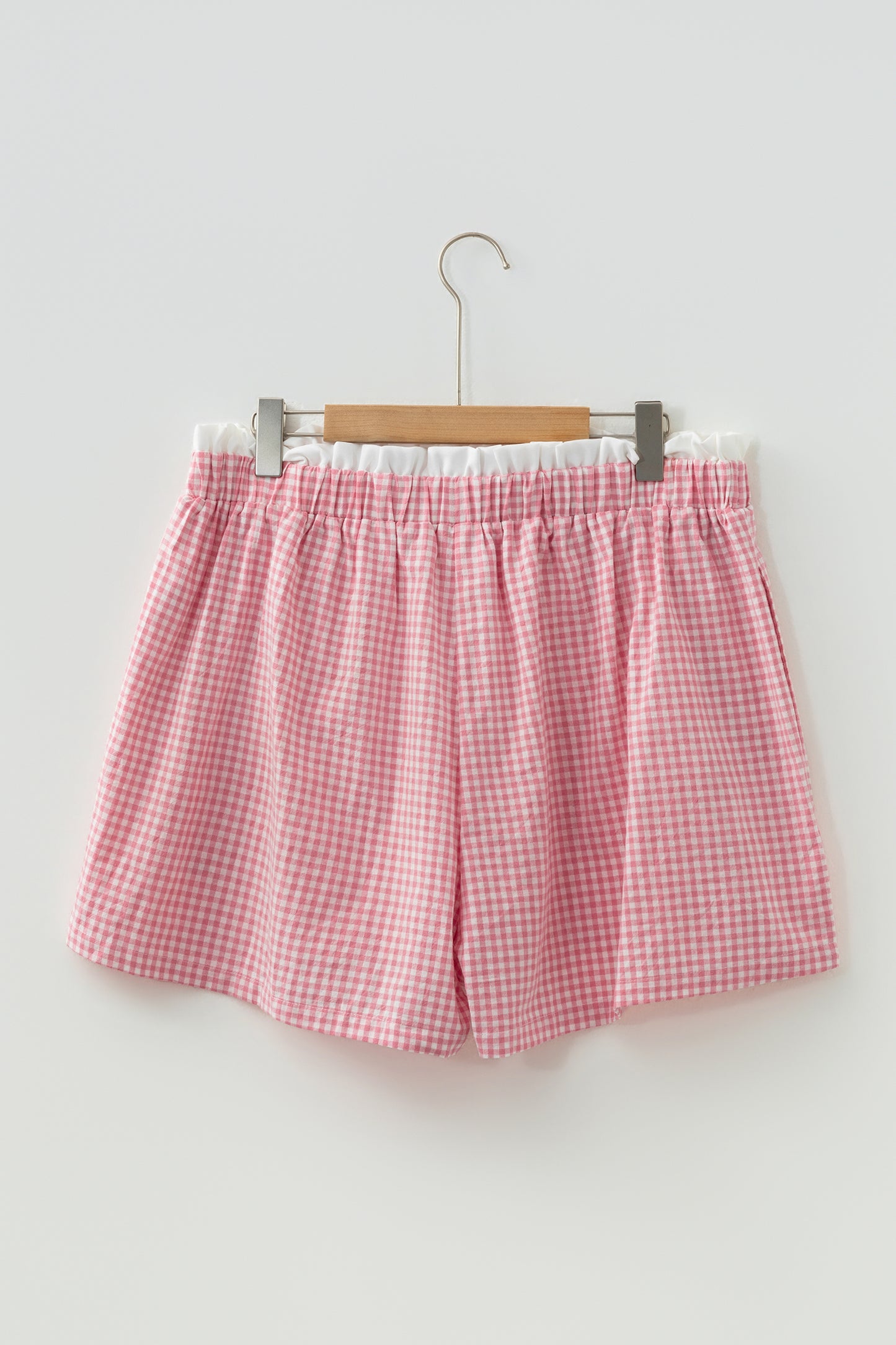 Contrast Trim Plaid Print Plus Size Shorts