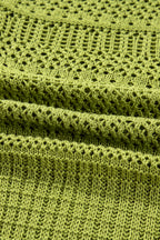 Spinach Green Oversize Crochet Knit Open Cardigan