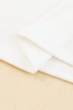 White Dotty Mesh Ruffle Sleeve Ribbed Knit Top