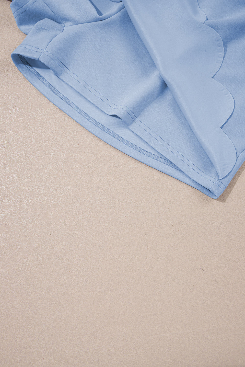 Puff Sleeve Pearl Embellished Scallop Trim Top 2 Piece Skort Set