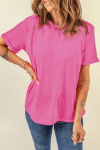 Casual Plain Crew Neck Tee