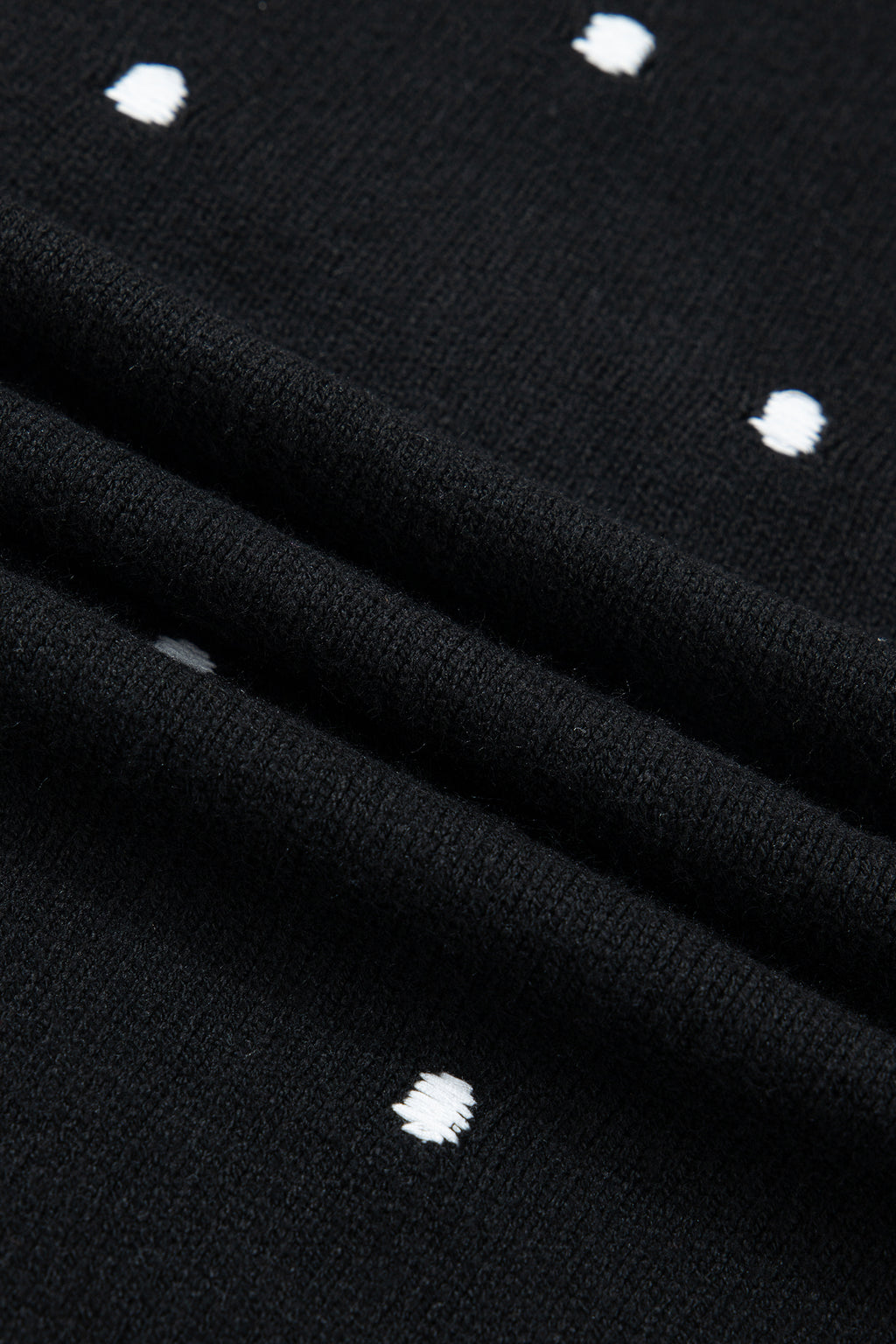 Black Elegant Polka Dot Bubble Short Sleeve Sweater