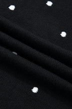 Black Elegant Polka Dot Bubble Short Sleeve Sweater