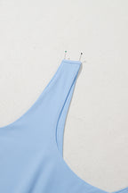 Plain Sleeveless Loop Drawstring Cinched Waist Romper