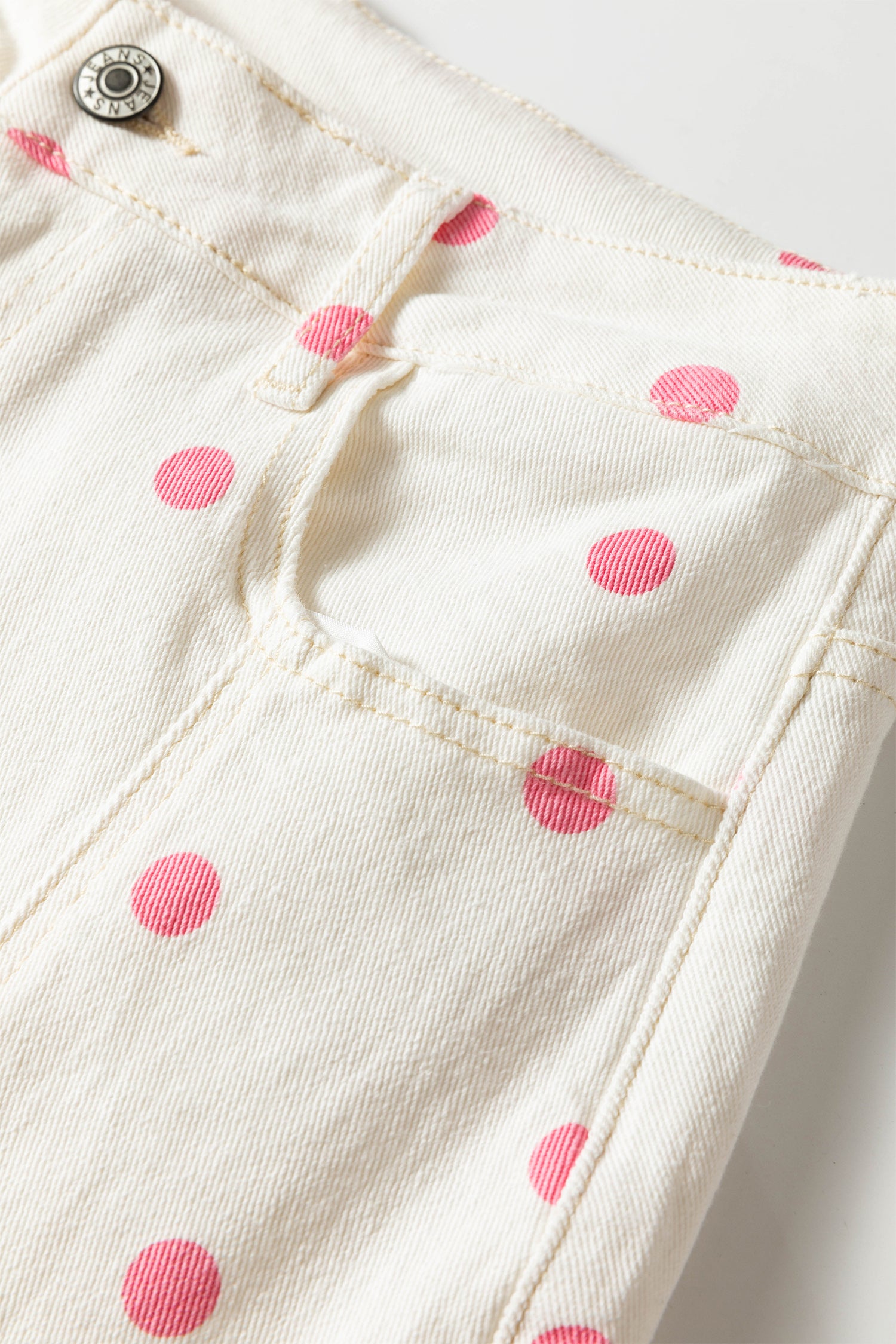 Polka Dot Print Seam Detail Barrel Jeans