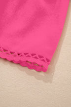 Frilled Elastic Waist Lace Trim Boho Ruffled Shorts Plus