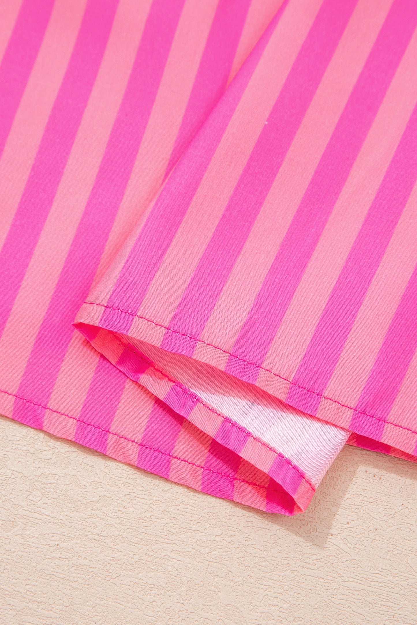 Rose Striped Print Bow Detail Short Puff Sleeve Mini Dress