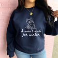 Navy Gildan women's graphic sweatshirt with "I Wasn't Made For Winter Goose" design, casual winter apparel by FestiviTees.
