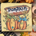 Mustard Pumpkin Patch graphic T-shirt for women by FestiviTees, casual apparel featuring a festive pumpkin design.