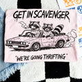 Women's graphic T-shirt by FestiviTees featuring a "Get In Scavenger, We're Going Thrifting" design in casual style.