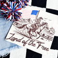 Women’s Land of the Free Horse Graphic T-Shirt by FestiviTees, natural-colored casual tee featuring a horse graphic design.
