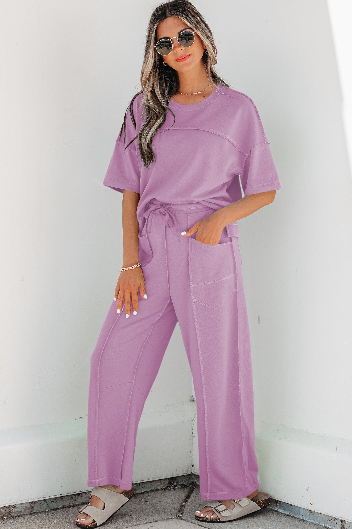 Drop Shoulder Boxy Tee and Barrel Pants Set