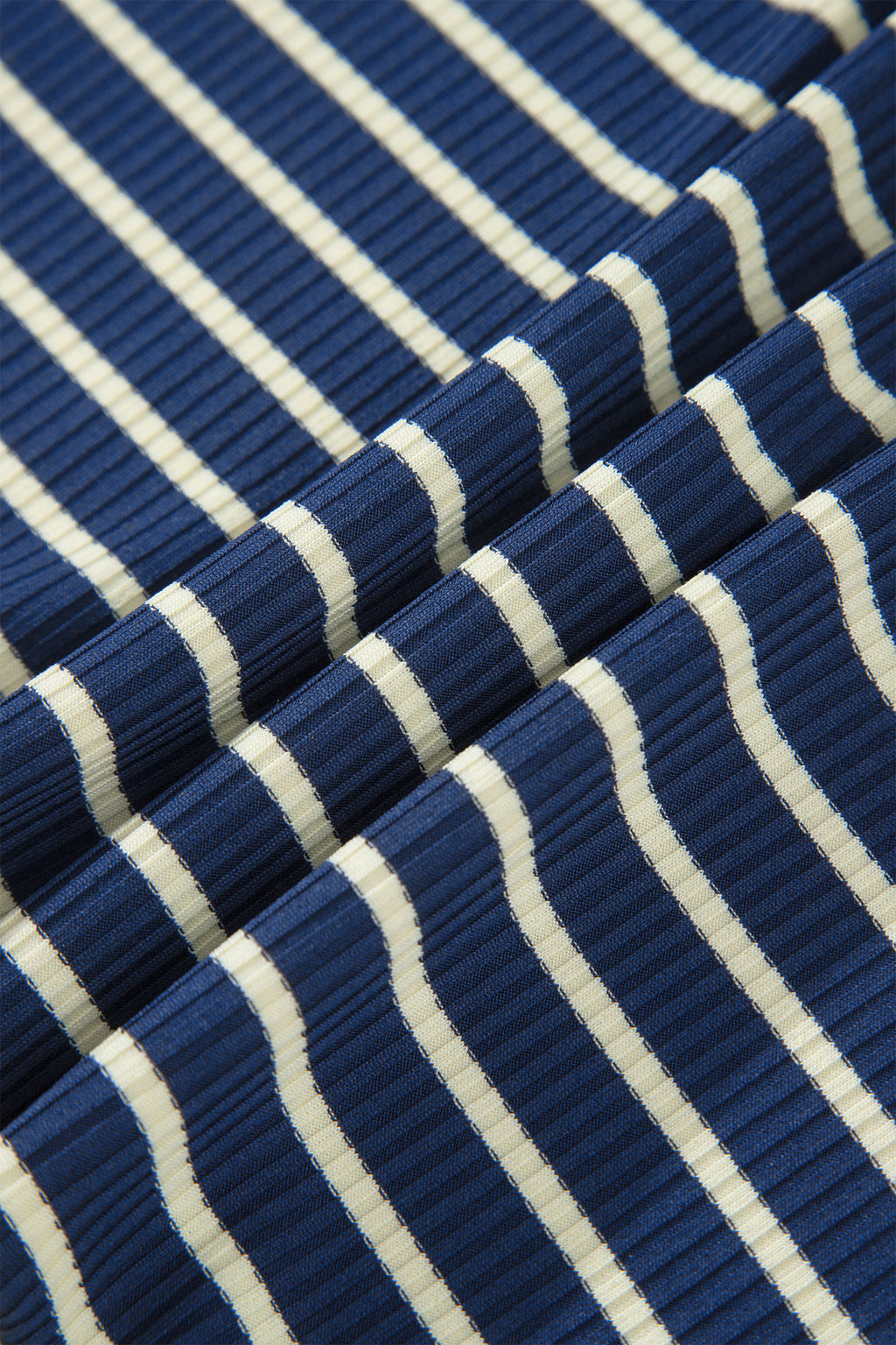 Blue and white stripe patchwork zip V-neck pullover with loose pants, two-piece set by Dear-Lover.