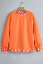 Colorblock Polka Dot Contrast Trim Oversized Sweatshirt
