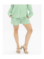 Green striped ladies trouser shorts by Grace+Emma, featuring a stylish and comfortable design perfect for warm weather.
