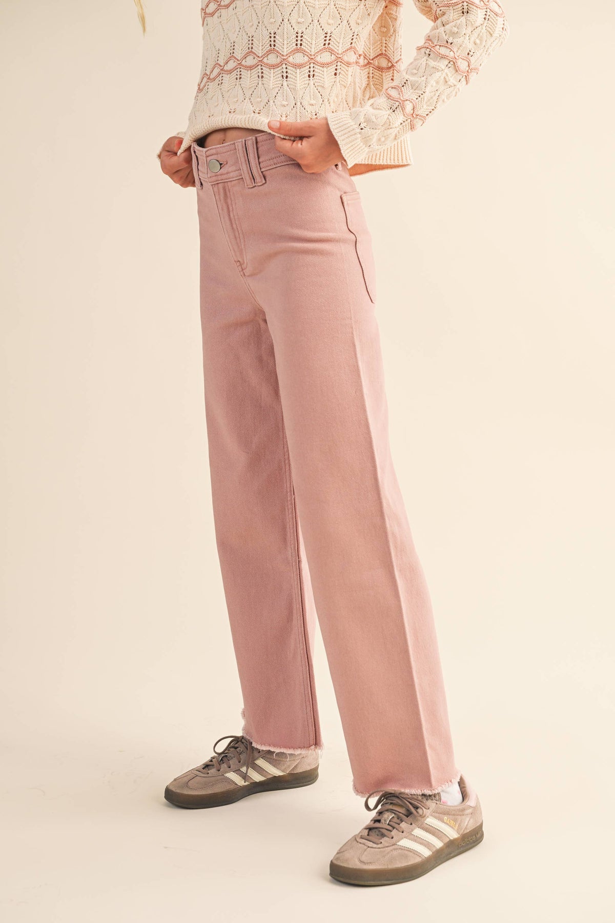 Girls' wide-leg denim pants by Heart and Arrow, tween size, featuring classic blue denim and comfortable fit.